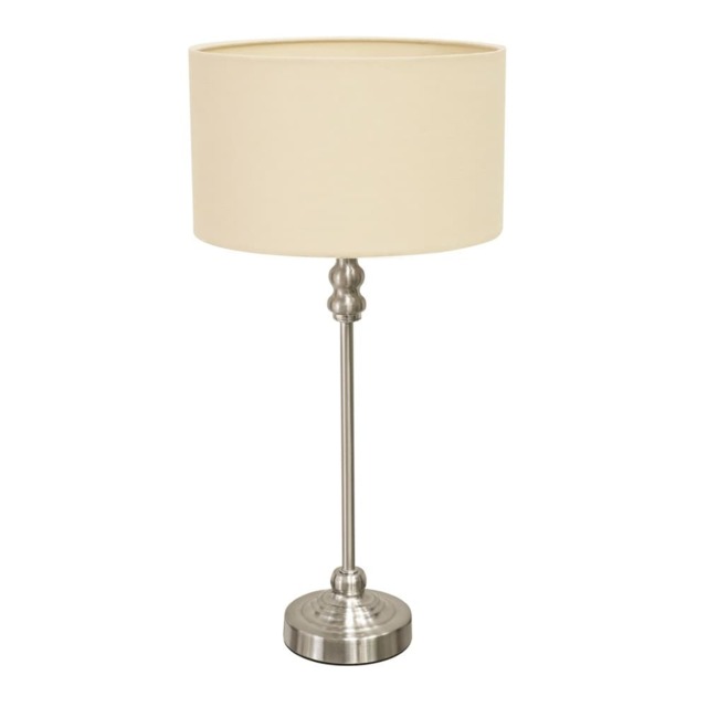 ValueLights Maggie Chrome Candlestick Table Lamp Cream Shade