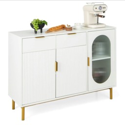 COSTWAY Kitchen Storage Sideboard Buffet Cupboard With 2 Drawers White 1