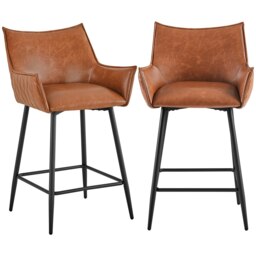 Yaheetech Set of 2 Modern Bar Chair with Metal Legs Brown