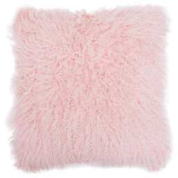 Bosie Real Mongolian Fur Pink Square Cushion Pink