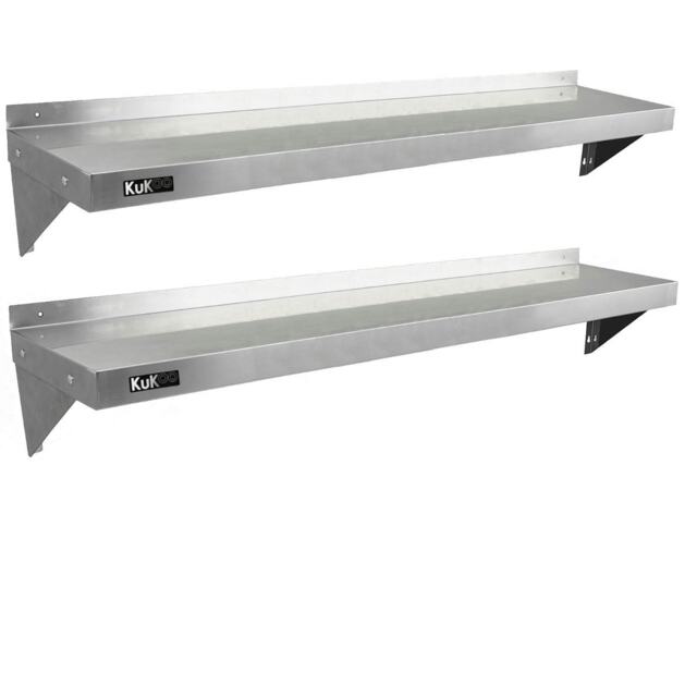 2 x KuKoo Stainless Steel Shelves 1500mm x 300mm Silver