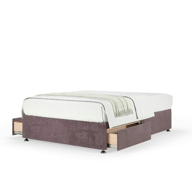 Majestic 1000 Pocket Sprung Mauve Naples Velvet 2 Drawer Divan Set Super King