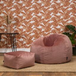 Kingston Classic Velvet Bean Bag Chair & Pouffe Pink Bean Bag Chair Pink Dusk Pink 2