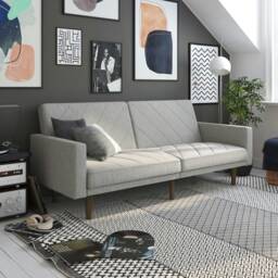 Paxson Clic Clac Sofa Bed in Light Grey Fabric Grey LIGHT GREY Two Seater