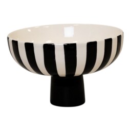 Black & White Striped Ceramic Decorative Bowl 21cm