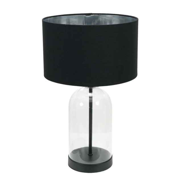 ValueLights Jessy Black Table Lamp Black Chrome Shade and Bulb