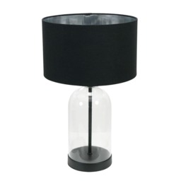 ValueLights Jessy Black Table Lamp Black Chrome Shade and Bulb
