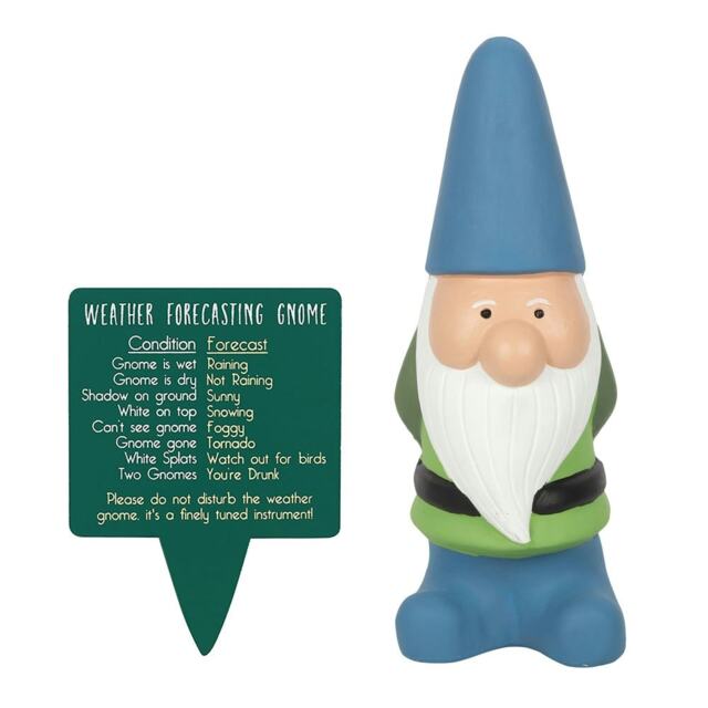 Something Different Weather Forecasting Terracotta Garden Gnome - Green/Blue/White - One Size