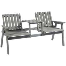 Outsunny 2-Seater Wooden Garden Bench Patio Antique Loveseat Grey