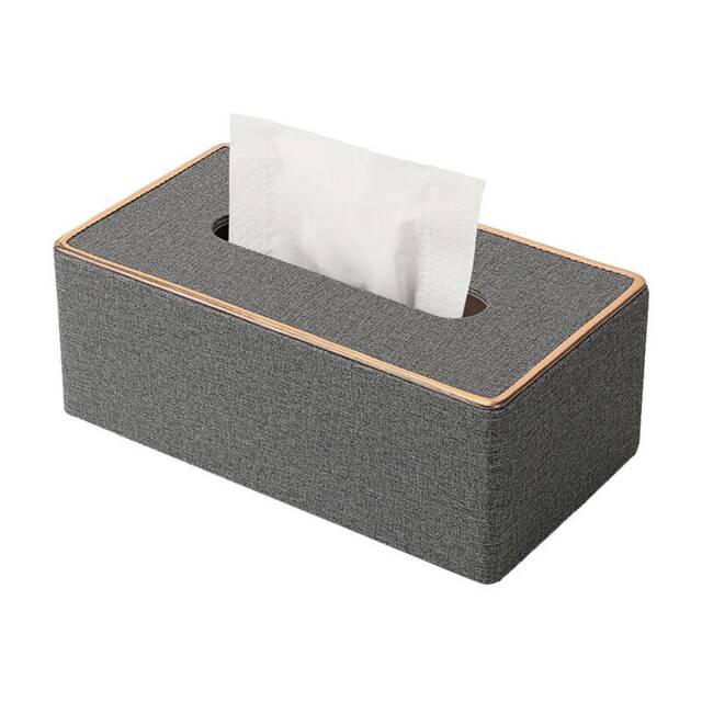 Tissue Box Cover,Grey PU Leather Rectangular Tissue Box Holder for Home/Office/Car Decor