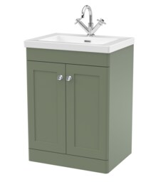 Balterley Swynnerton Traditional 2 Door Floor Standing Vanity Unit with Fireclay Basin, Satin Green, 600mm