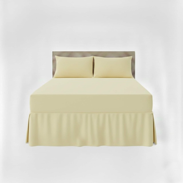 Fitted Valance Bed Sheet Polycotton Mattress Cover And Frill Easy Care Yellow Super King