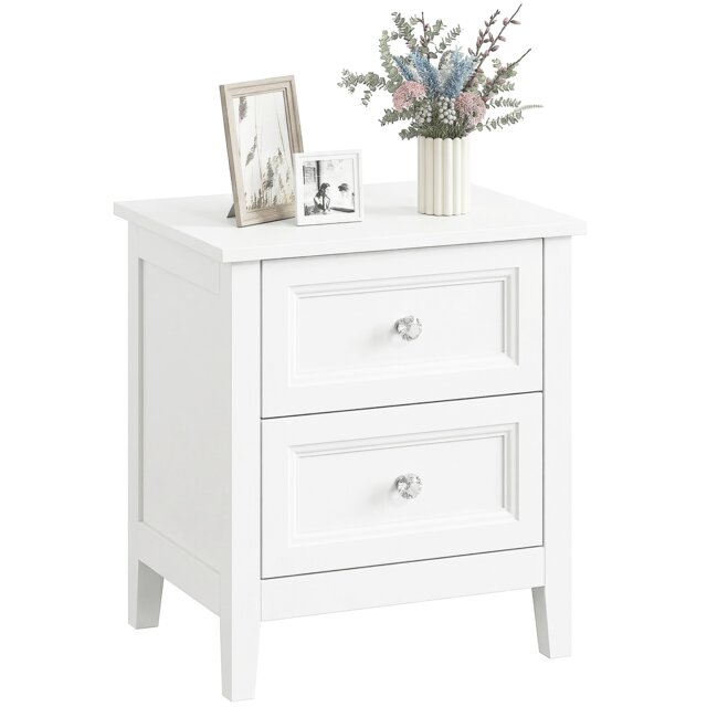 HOMCOM Nightstand with 2 Drawers White