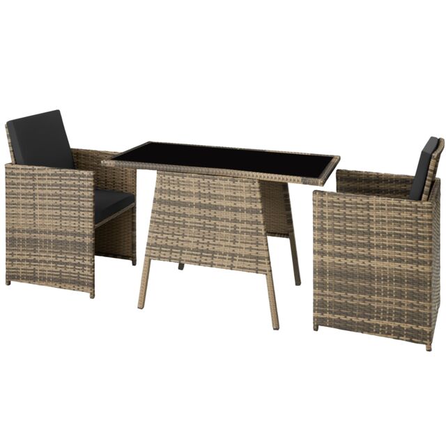 Garden Furniture Set Lausanne - 2 chairs, 1 table, bistro set, weather resistant Brown nature 52,50 x 56 x 88 cm 1