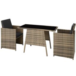 Garden Furniture Set Lausanne - 2 chairs, 1 table, bistro set, weather resistant Brown nature 52,50 x 56 x 88 cm 1