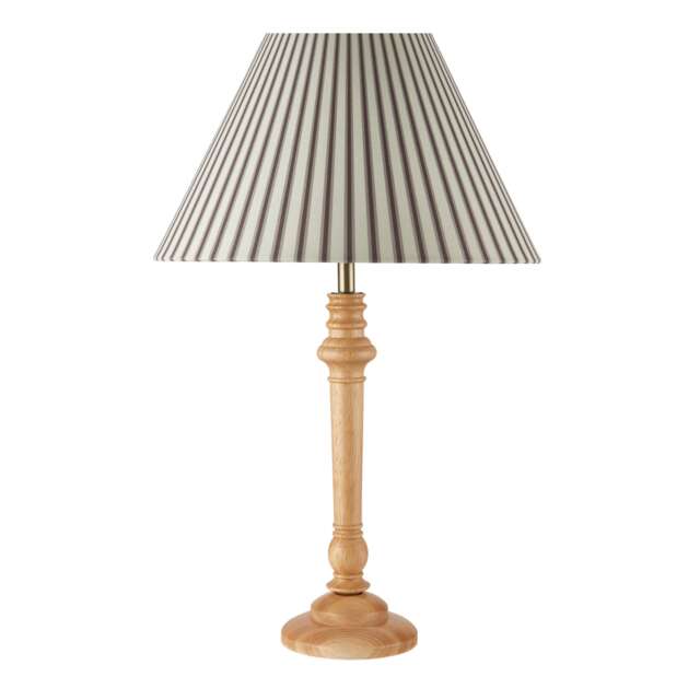 Julian - Natural Wood 55cm Table Lamp with Striped Linen Shade