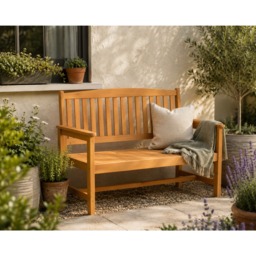 2 Seater Wooden Garden Bench Outdoor Furniture with Armrest High Grade Wood