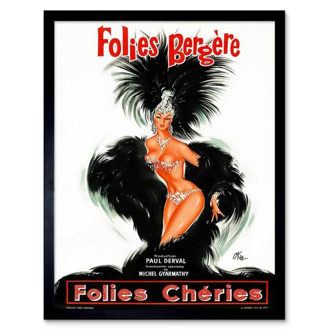 Theatre Cabaret Folies Bergere Showgirl Feather France Framed Wall Art Print