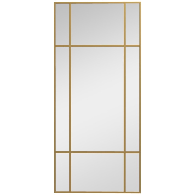 HOMCOM Window Style Vanity Mirror 110 x 50cm Hanging Wall Mirror Gold Tone Gold