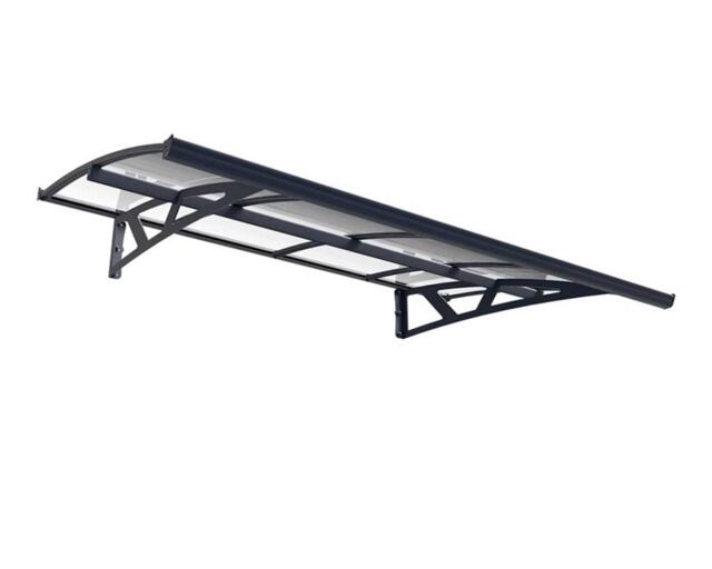 Patio Cover Amsterdam Door Awning Canopy 2230 Clear - Acrylic - L223.5 x W139 x H33 cm - Grey Grey