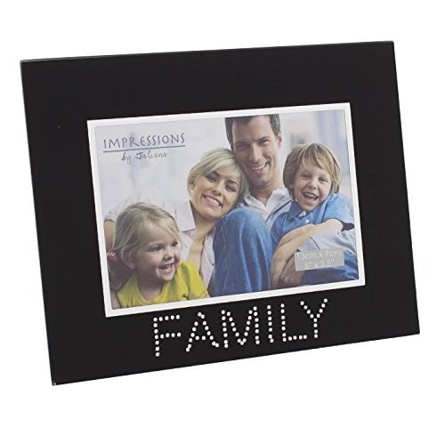 "Black Glass The Family Photo Picture Frame 5x3.5"""