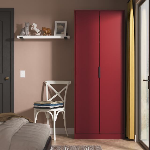 Fuji Tall Double Wardrobe in Red Matt (Ready Assembled) Red Red Matt