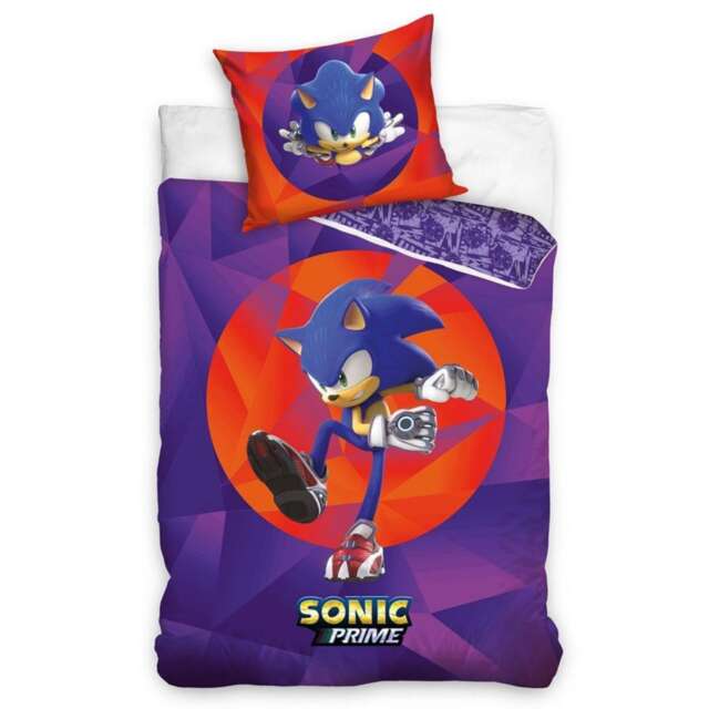 Sonic Prime Reversible Cotton Duvet Cover Set Purple Purple/Red Single 1