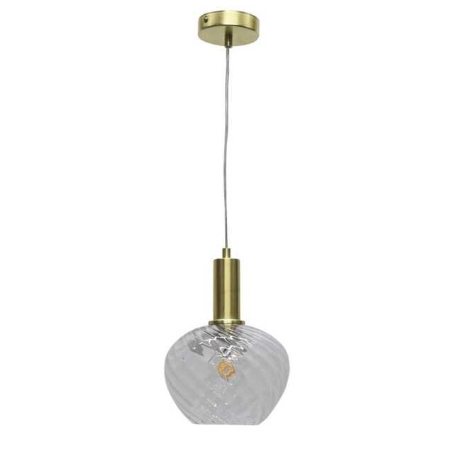 Bradson - Clear Swirl Glass Satin Brass Deco Pendant Fitting
