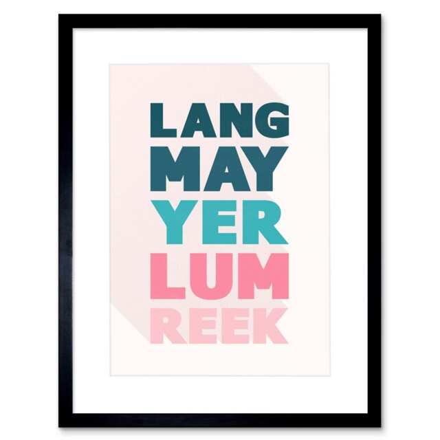 "Scottish Phrase Lang Lum Reek Hogmanay Toast Scotland 9x7"" Black Framed Wall Art Print"