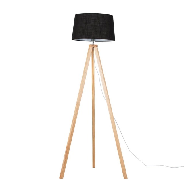 ValueLights Barbro Black Floor Lamp Black Doretta Shade