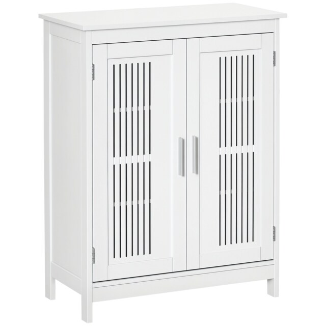 kleankin Modern Bathroom Cabinet, Freestanding Floor Cabinet with Storage, White White White