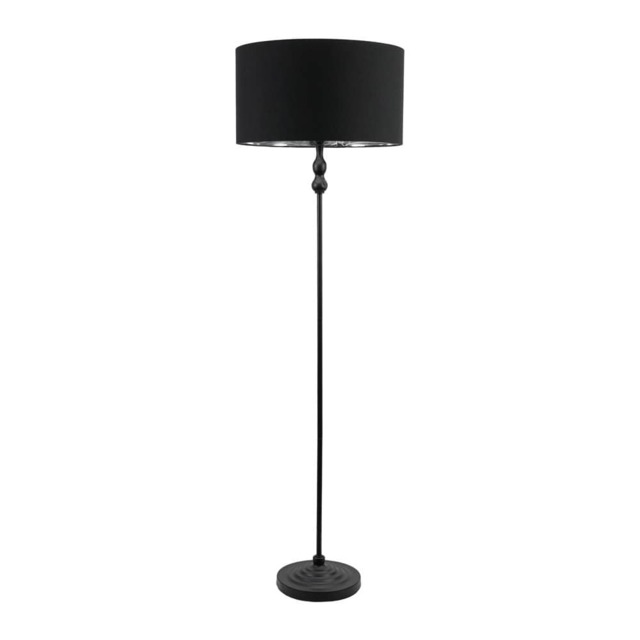 ValueLights Maggie Black Candlestick Floor Lamp Black Chrome Shade Black