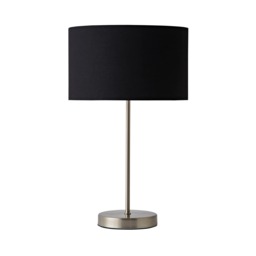 ValueLights Charlie Brushed Chrome Table Lamp Black Chrome Shade and Bulb