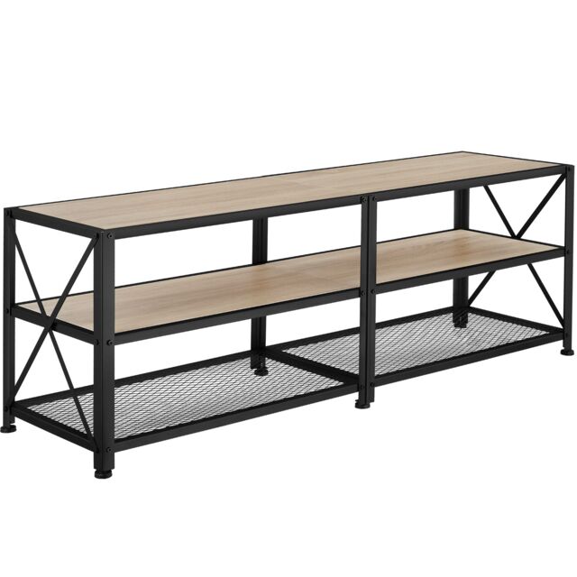 Industrial TV Stand - Lowboard Cabinet 3 Shelves Low Display Console Brown industrial wood light, oak Sonoma 161 x 41,50 x 50,50 cm 1