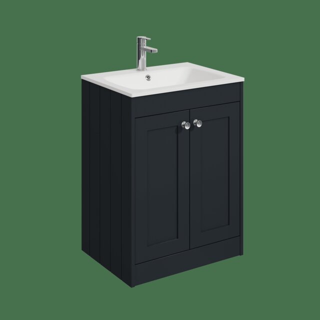 Balterley Floor Standing 2 Door Unit with Stone Basin 1 Tap Hole Grey 800 x 600 x 453mm
