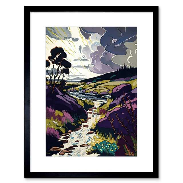 "Scottish Landscape Stormy Clouds 9x7"" Black Framed Wall Art Print"