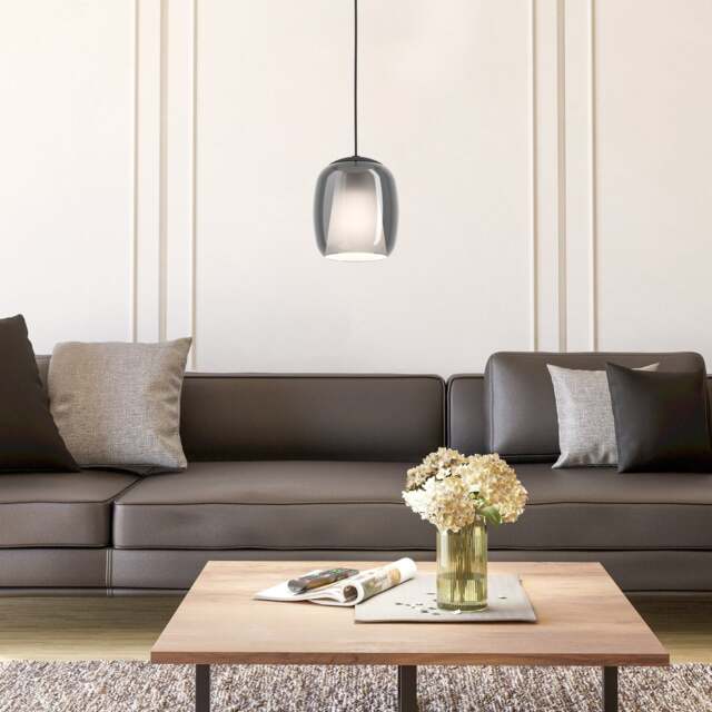 EGLO Ciampino Black Steel & Glass Modern Pendant