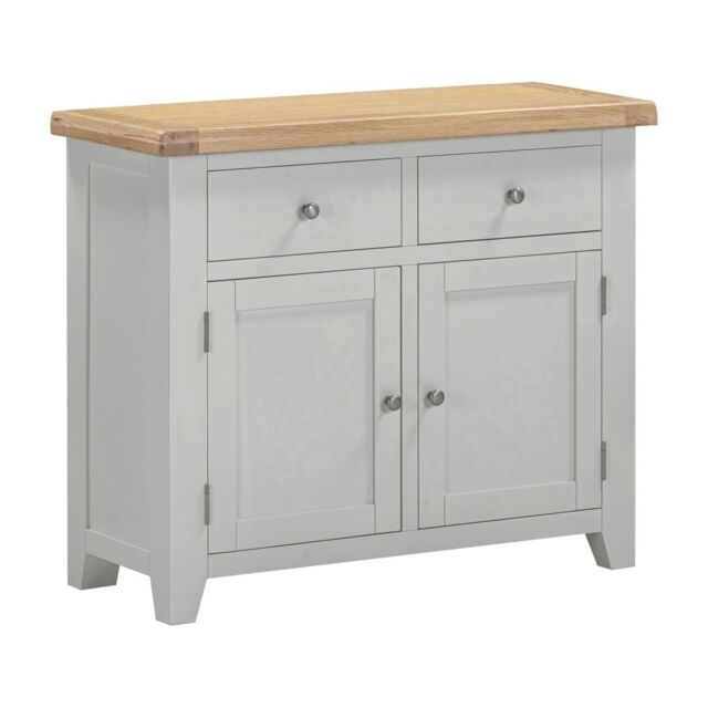 Windsor 2 Door 2 Drawer Sideboard - L40 x W97 x H81.5 cm - Pebble Grey - Oak