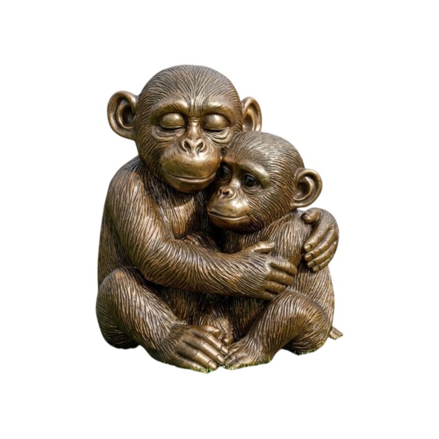 Sitting Mother and Baby Monkey Garden Ornament