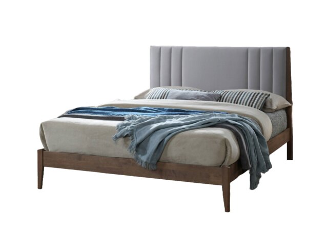 4ft6 Double Light Grey Soft Velvet Fabric Upholstered and Wood Bed Frame Bedstead Grey Light Grey Double