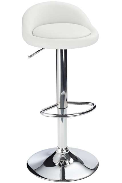 Alex Real Leather Bar Stool Chrome Frame 4 Colours Height Adjustable White