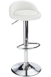 Alex Real Leather Bar Stool Chrome Frame 4 Colours Height Adjustable White