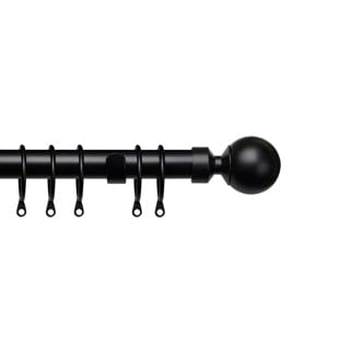 28mm Nikola Black Ball End Metal Curtain Pole Set 250cm Black Black