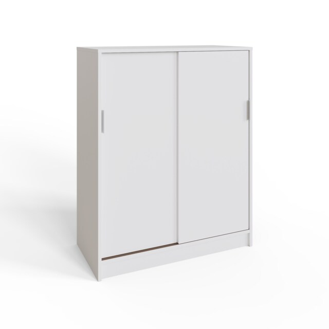 Leighton Sliding Door Shoe Cabinet White White