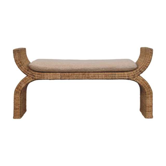Artisan Furniture Solid Wood Rattan Weave Boucle Bench
