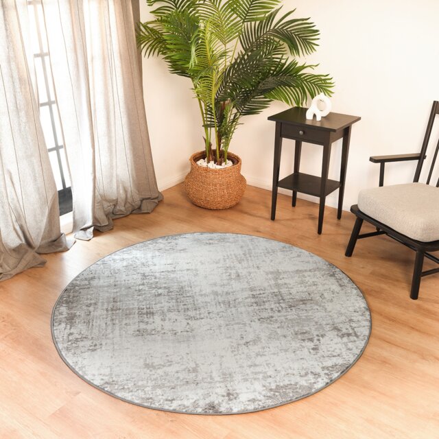 LIVABLISS Roma-Abstract Modern Marble Round Rug Ø160 cm Brown Grey Off-White