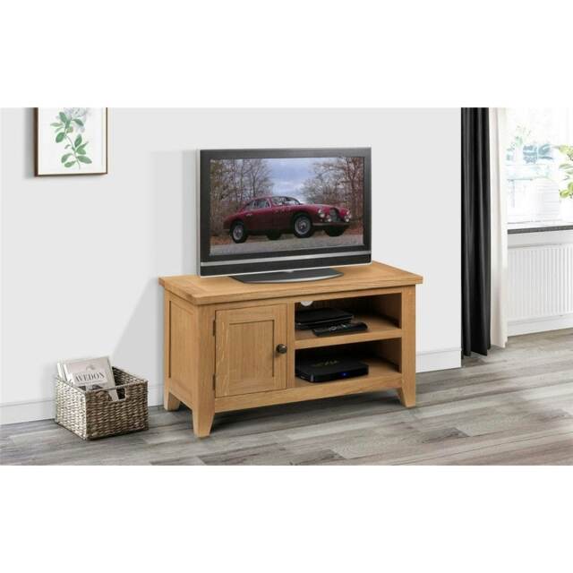 Classic Wooden Waxed Oak TV Unit Brown One Size 1