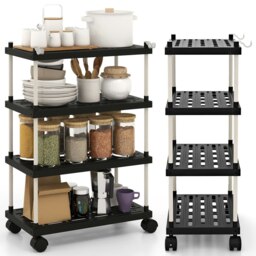 COSTWAY 4-Tier Slim Storage Cart Slide Out Rolling Utility Cart