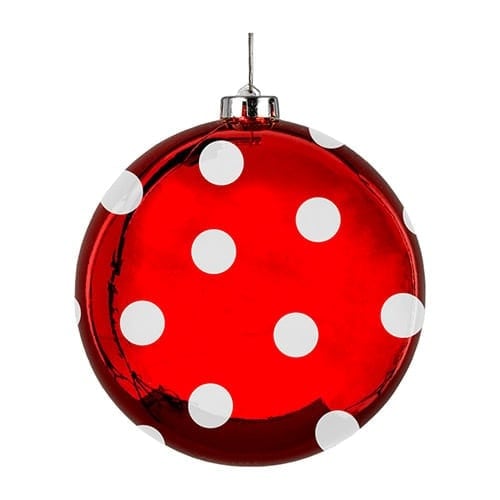 Red with White Spots Shatterproof Christmas Bauble 15cm