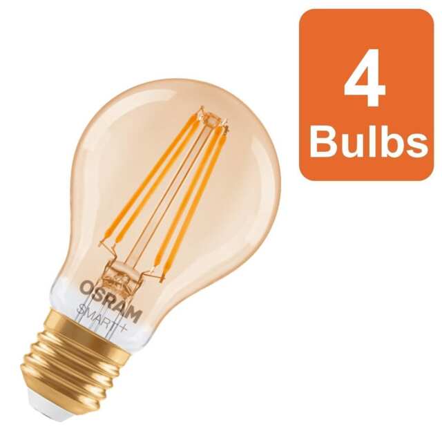 Osram Smart+ Matter E27 Filament Classic A 53 Light Bulb 6W Dimmable 4 Pack